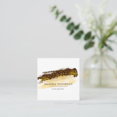 金ゴールドチーターのスキンブラシストローク スクエア名刺 (スタンド正面)