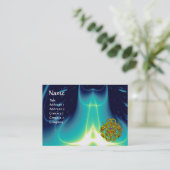 金ゴールドツインドラゴン/ティール(緑がかった色)ブルーターコイズ光波 名刺 (スタンド正面)