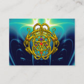 金ゴールドツインドラゴン/ティール(緑がかった色)ブルーターコイズ光波 名刺 (裏面)