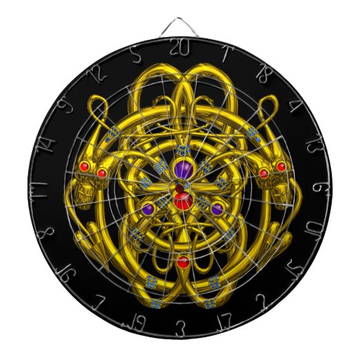 金ゴールドツインDRAGONS，ブラック ダーツボード (正面)