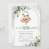 金ゴールドツツと可愛い小さな白鳥は緑の服を着る 招待状 (正面)