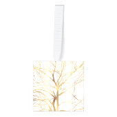 金ゴールドツモダンリーシルエット白ミニマルデザイン キューブオーナメント (正面)