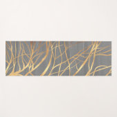 金ゴールドツリモダンーシルエットグレミニマルーデザイン ヨガマット (正面(横))