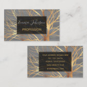 金ゴールドツリモダンーシルエットグレミニマルーデザイン 名刺 (正面/裏面)