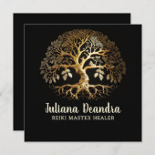 金ゴールドツリーの名刺 招待状 (正面/裏面)