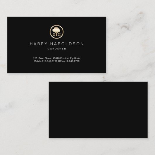 金ゴールドツリーアイコンホームガーデナー名刺 名刺 (正面/裏面)