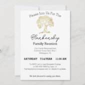 金ゴールドツリーアートワークファミリー懇親会テンプレート 招待状 (正面)