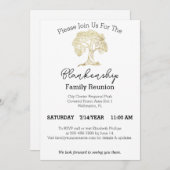 金ゴールドツリーアートワークファミリー懇親会テンプレート 招待状 (正面/裏面)