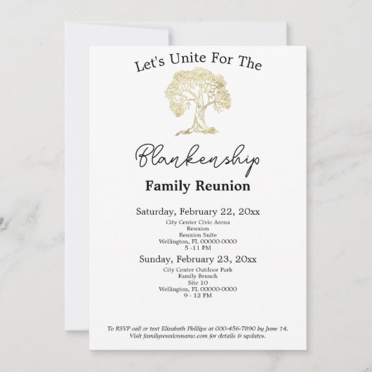 金ゴールドツリーアートワークファミリー懇親会2日テンプレート 招待状 (正面)