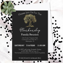 金ゴールドツリーアートワーク独身のデイファミリー懇親会パーティー 招待状