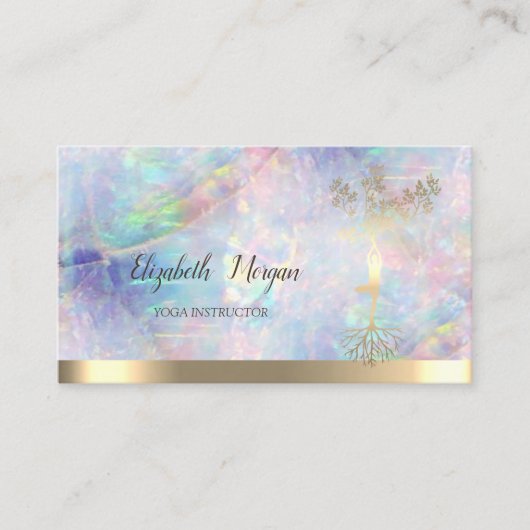 金ゴールドツリーウィメンオペルシルエットヨガインストラクター 名刺 (正面)