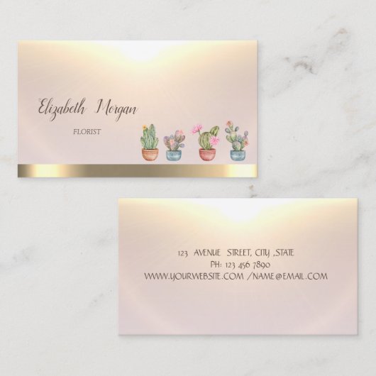 金ゴールドツリーウィメンシルエットヨガインストラクター 名刺 (正面/裏面)