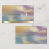 金ゴールドツリーウィメンシルエットヨガカラフル 名刺 (正面/裏面)