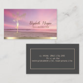 金ゴールドツリーウィメンシルエット禅サンセットビーチ 名刺 (正面/裏面)