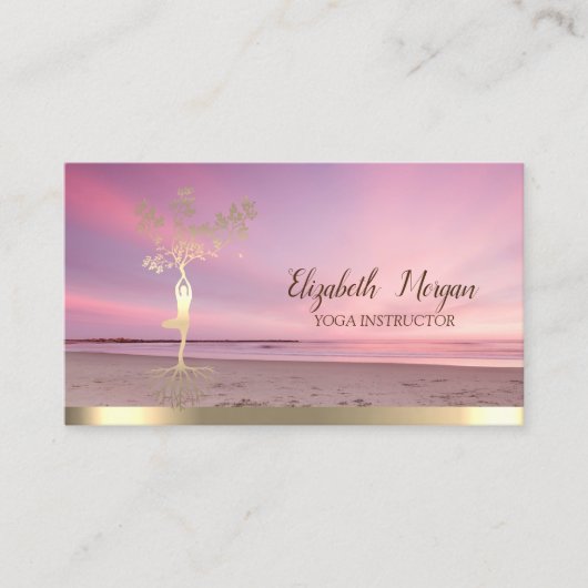 金ゴールドツリーウィメンシルエット禅サンセットビーチ 名刺 (正面)