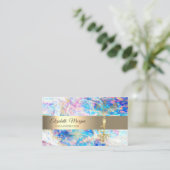 金ゴールドツリーエレガントヨガインストラクターOpalホログラフィック 名刺 (スタンド正面)