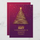金ゴールドツリークリスマスパーティの招待状 招待状 (正面/裏面)