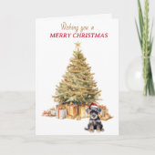 金ゴールドツリーシュナウザーパピークリスマスカード シーズンカード (正面)