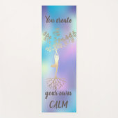 金ゴールドツリーシルエット、ホログラフィカラフルックヨガ ヨガマット (正面)