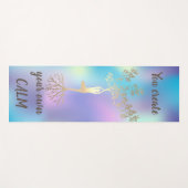 金ゴールドツリーシルエット、ホログラフィカラフルックヨガ ヨガマット (正面(横))