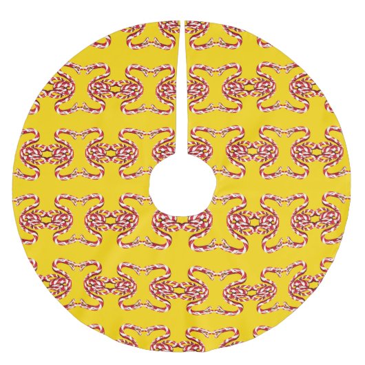 金ゴールドツリースカート上のキャンディ杖スネーク ブラッシュドポリエステルツリースカート (正面)