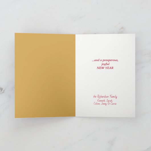 金ゴールドツリードイツの羊飼い子犬クリスマスカード シーズンカード (内部)