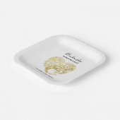 金ゴールドツリーハートファミリ懇親会 パーソナライズされた ペーパープレート (傾斜あり)