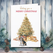 金ゴールドツリービーグルパピークリスマスカード シーズンカード