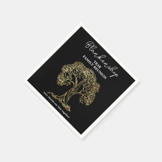 金ゴールドツリーファミリ懇親会パーティー必須 スタンダードカクテルナプキン (角)