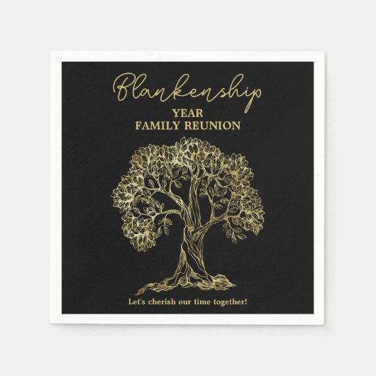 金ゴールドツリーファミリ懇親会パーティー必須 スタンダードカクテルナプキン (正面)