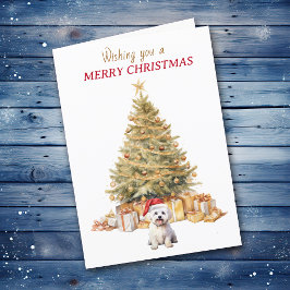 金ゴールドツリーマルチーズドッグクリスマスカード シーズンカード