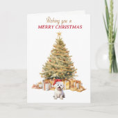 金ゴールドツリーマルチーズドッグクリスマスカード シーズンカード (正面)