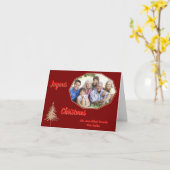 金ゴールドツリーミニマルダークレッド喜びクリスマスの写真 カード (黄色い花)