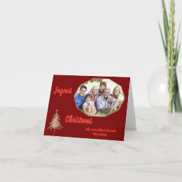 金ゴールドツリーミニマルダークレッド喜びクリスマスの写真 カード