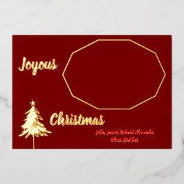 金ゴールドツリーミニマルダークレッド喜びクリスマスの写真 箔シーズンカード