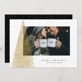金ゴールドツリーモダンクリスマスホリデーフォトカード シーズンカード (正面/裏面)