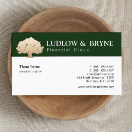 金ゴールドツリーロゴ伝統的プロフェッショナルダークグリーン 名刺