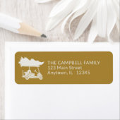 金ゴールドツリー付ゴルフカート差出人住所 ラベル (インサイチュ)