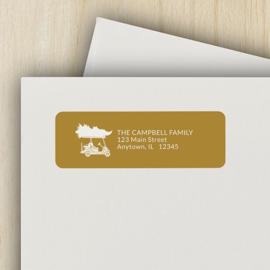 金ゴールドツリー付ゴルフカート差出人住所 ラベル