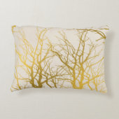 金ゴールドツリー分岐パターンベージュ背景 アクセントクッション (裏面)