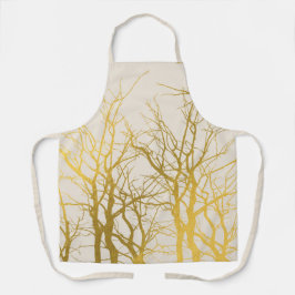 金ゴールドツリー分岐パターンベージュ背景 エプロン
