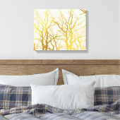 金ゴールドツリー分岐パターンベージュ背景 キャンバスプリント (インサイチュ (寝室))