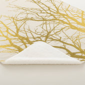 金ゴールドツリー分岐パターンベージュ背景 シェルパブランケット (3/4)