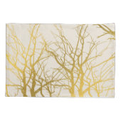 金ゴールドツリー分岐パターンベージュ背景 枕カバー (裏面)