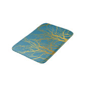 金ゴールドツリー分岐パターン青の背景 バスマット (アングル)