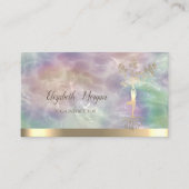 金ゴールドツリー女性シルエットホログラフィックパール 名刺 (正面)
