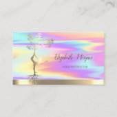 金ゴールドツリー女性シルエットヨガホログラフィック 名刺 (正面)