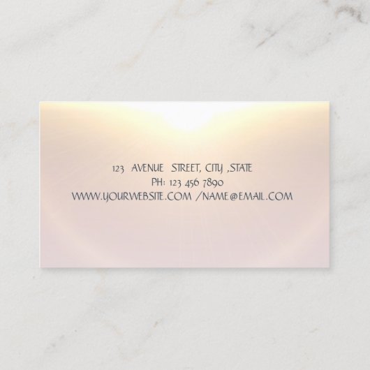 金ゴールドツリー女性シルエットランドスケープヨガ 名刺 (裏面)