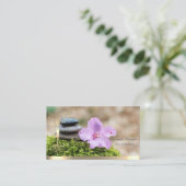 金ゴールドツリー女性シルエットランドスケープヨガ 名刺 (スタンド正面)