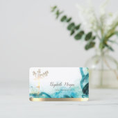 金ゴールドツリー女性シルエット抽象芸術 名刺 (スタンド正面)